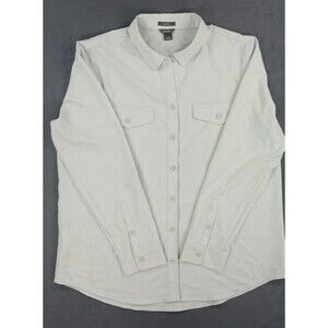 Eddie Bauer Womens L Gray Departure Shirt LS Button Up Stretch Outdoor Hiking To